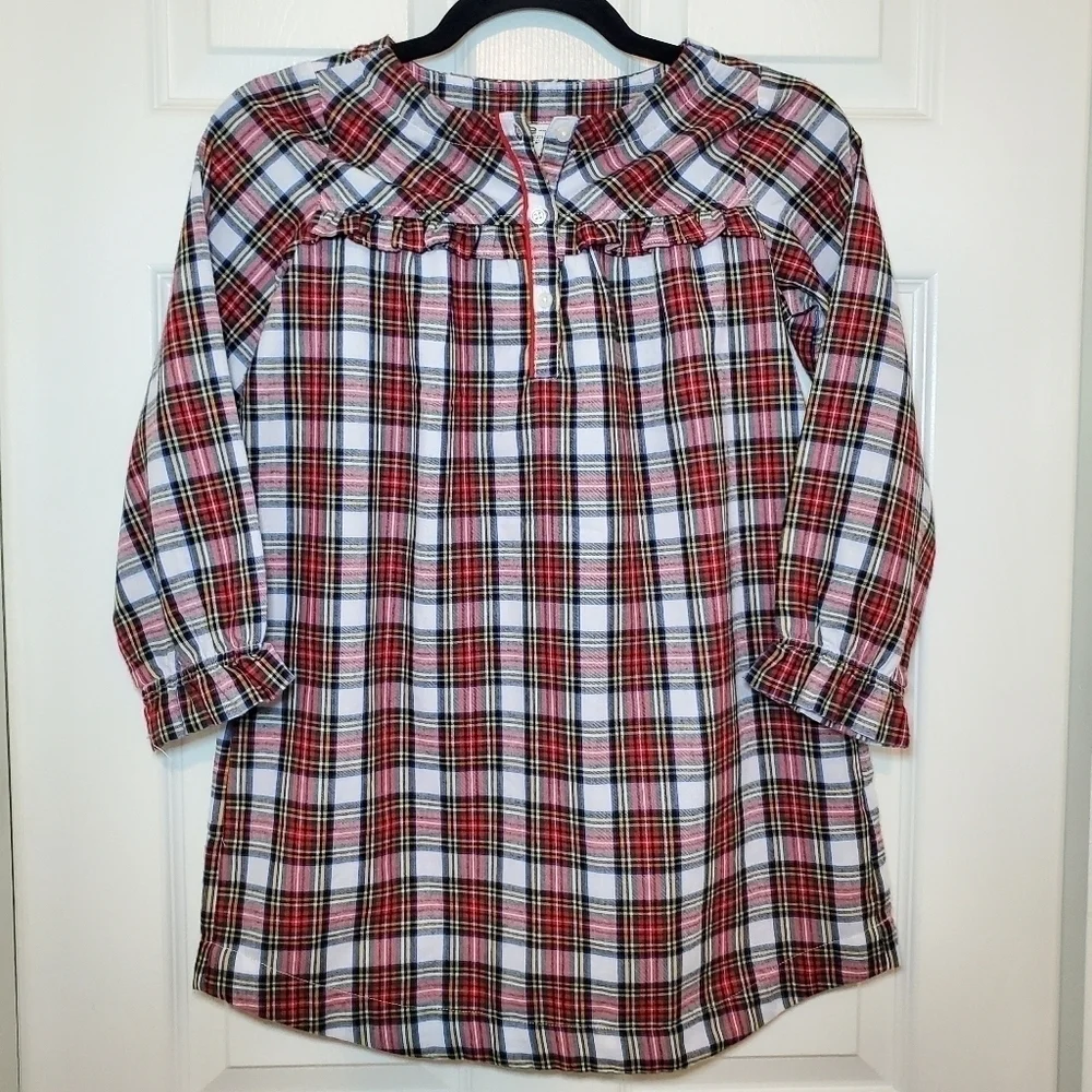 Crewcuts Girl’s Flannel Nightgown in Snowy Stewart Tartan Sz M